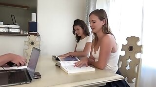 School Female Threesome Completes In A Internal Cumshot