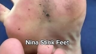 Your Stink Neighbor Demonstrating Her Toejam! Feet Kink.